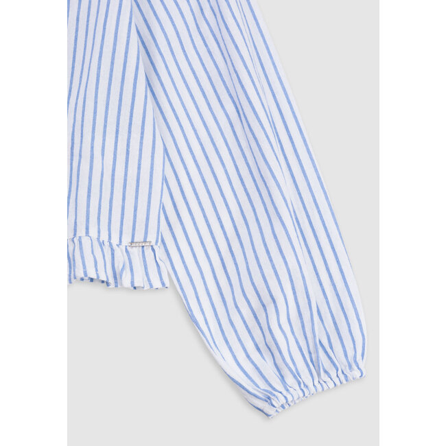 IKKS Blue stripes blouse with lace collar and basque for girl