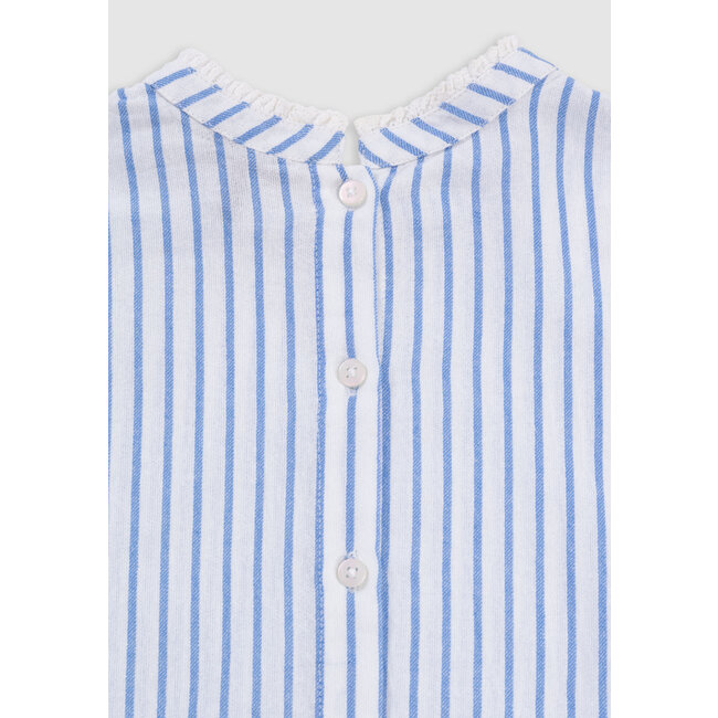 IKKS Blue stripes blouse with lace collar and basque for girl