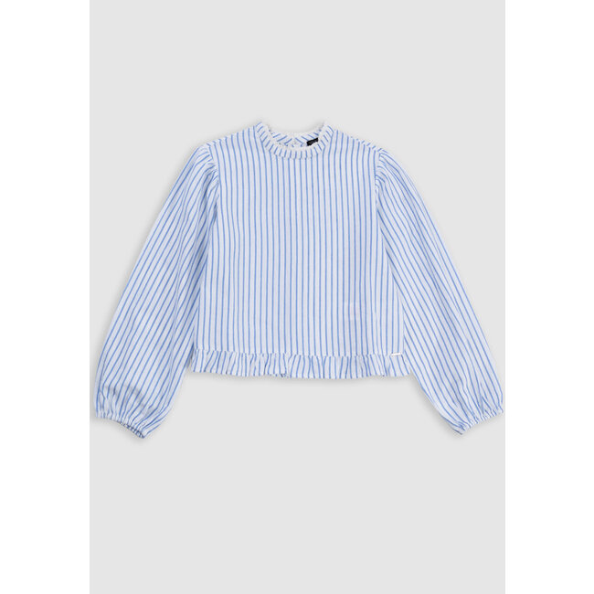 IKKS Blue stripes blouse with lace collar and basque for girl