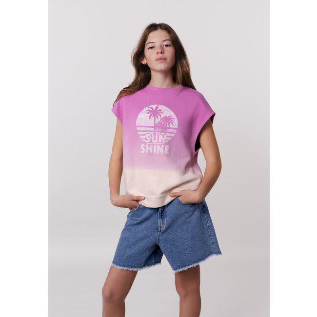 IKKS Girl's purple sleeveless deep dye sweatshirt with message