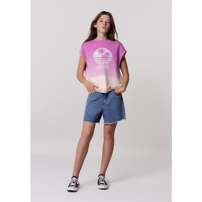 IKKS Girl's purple sleeveless deep dye sweatshirt with message