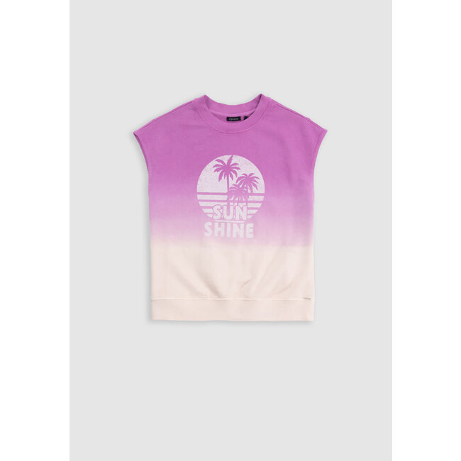 IKKS Girl's purple sleeveless deep dye sweatshirt with message