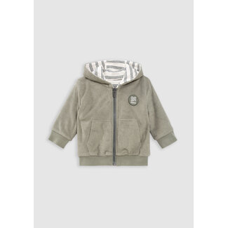 IKKS Reversible khaki terry and stripes cardigan for boy