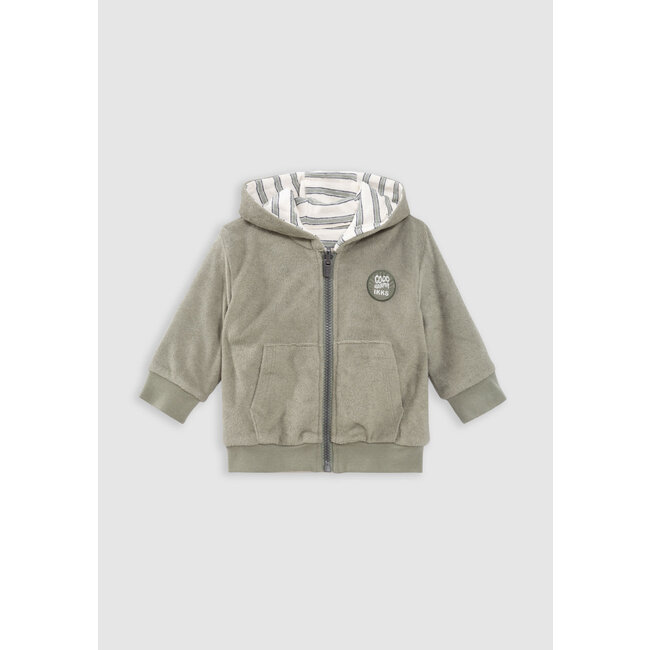 IKKS Reversible khaki terry and stripes cardigan for boy