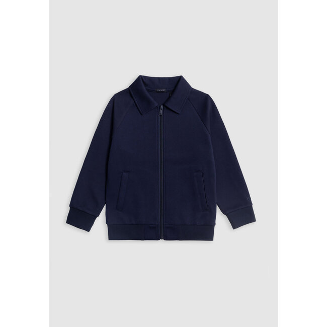 IKKS Navy two-material zipped cardigan message back for boy