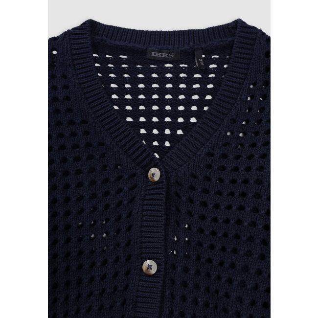 IKKS Navy cardigan organic cotton openwork knit for girl