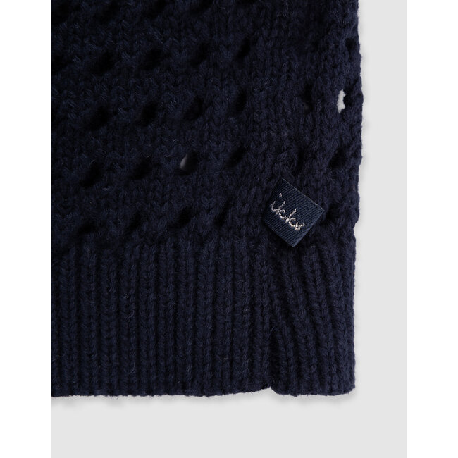 IKKS Navy cardigan organic cotton openwork knit for girl
