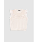 IKKS Girl's ecru sweater with lace knit and ruffles