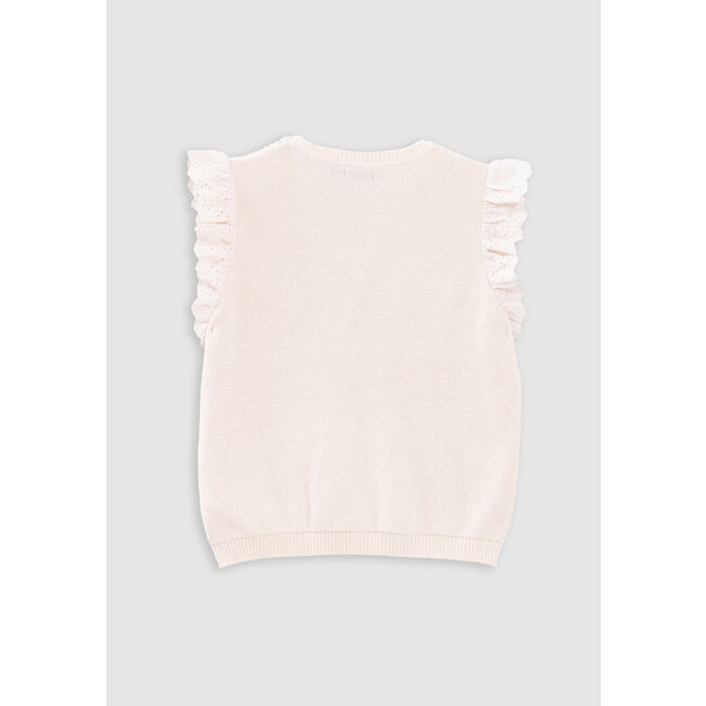 IKKS Girl's ecru sweater with lace knit and ruffles