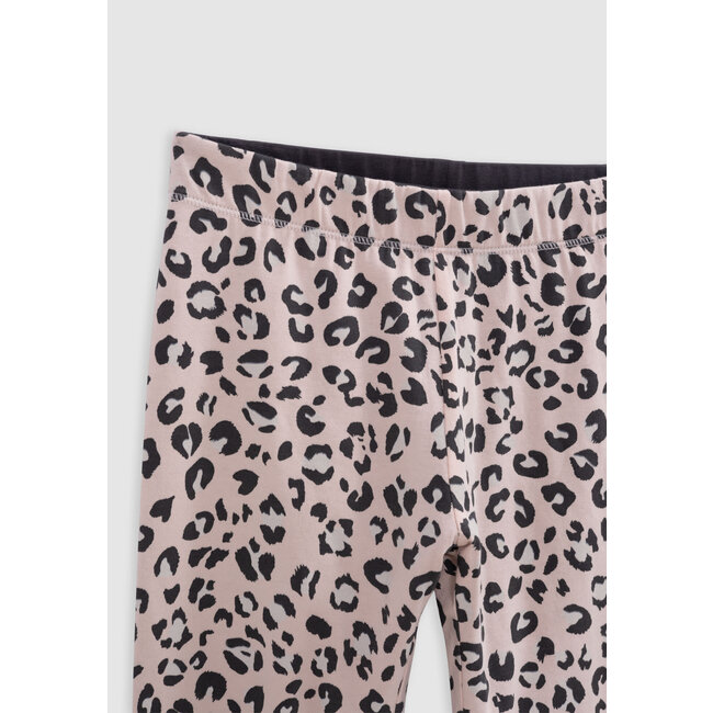 IKKS Girl's organic cotton pink and leopard reversible leggings