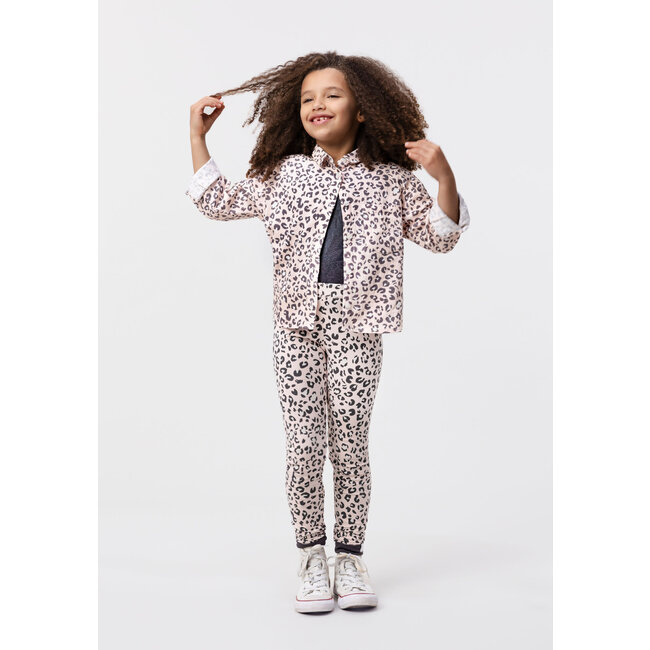 IKKS Girl's organic cotton pink and leopard reversible leggings