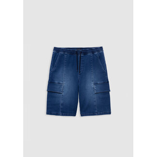 IKKS BATTLE blue denim Bermuda shorts battle shape for boy