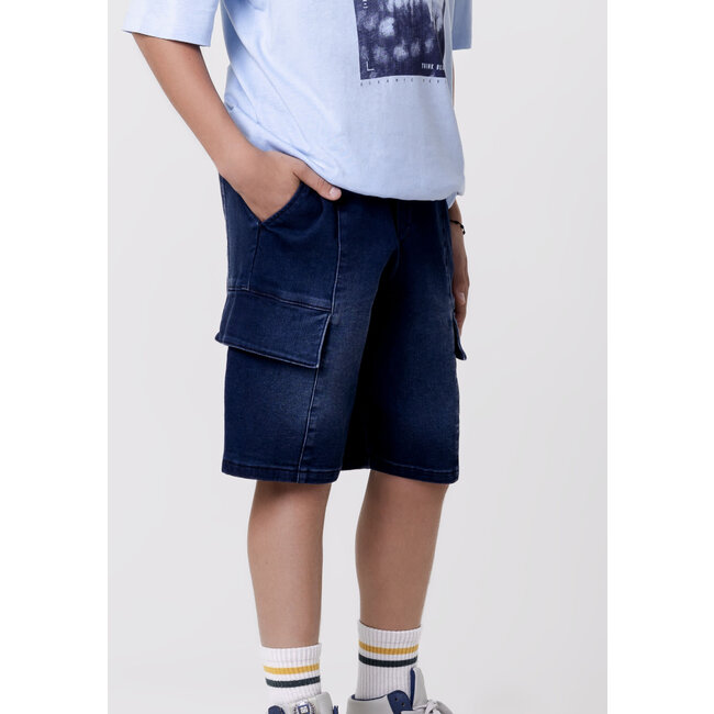IKKS BATTLE blue denim Bermuda shorts battle shape for boy
