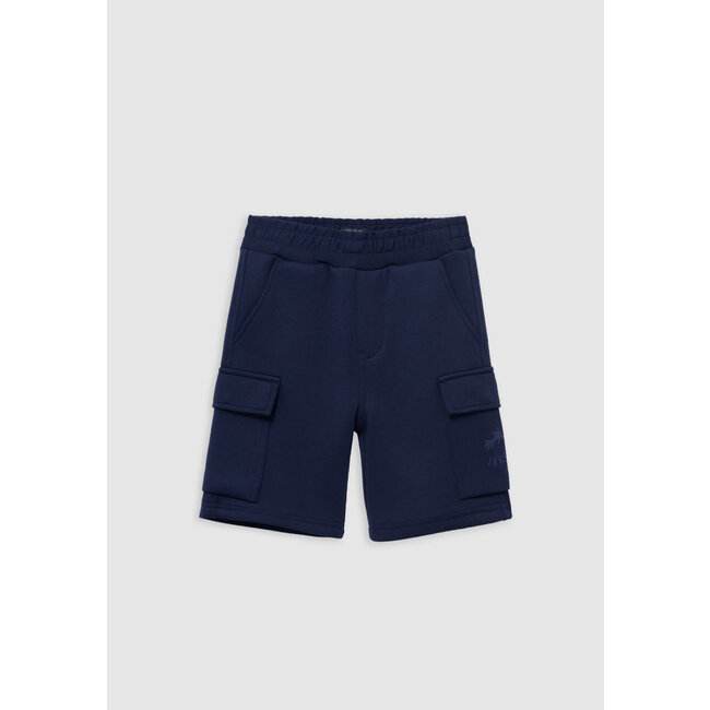 IKKS BATTLE navy Bermuda shorts with palm tree motif for boys
