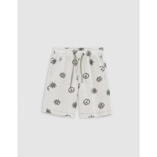 IKKS Boy's peace and love khaki terrycloth Bermuda shorts