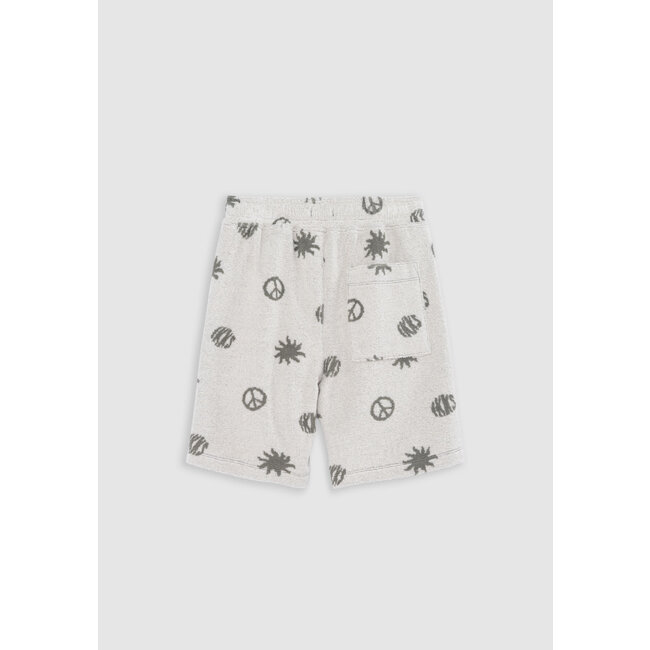 IKKS Boy's peace and love khaki terrycloth Bermuda shorts