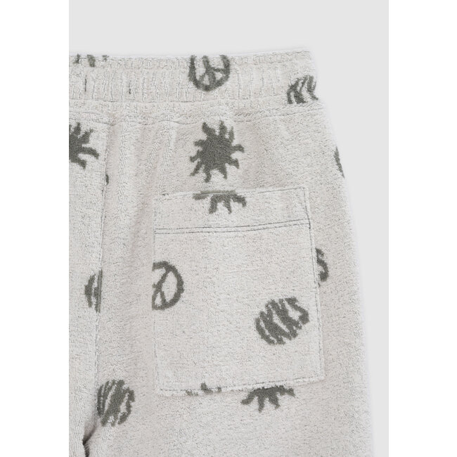 IKKS Boy's peace and love khaki terrycloth Bermuda shorts