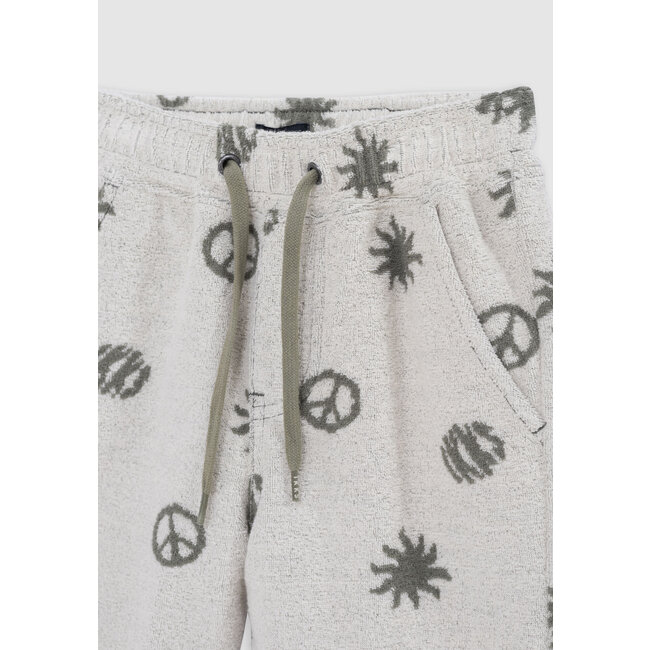IKKS Boy's peace and love khaki terrycloth Bermuda shorts