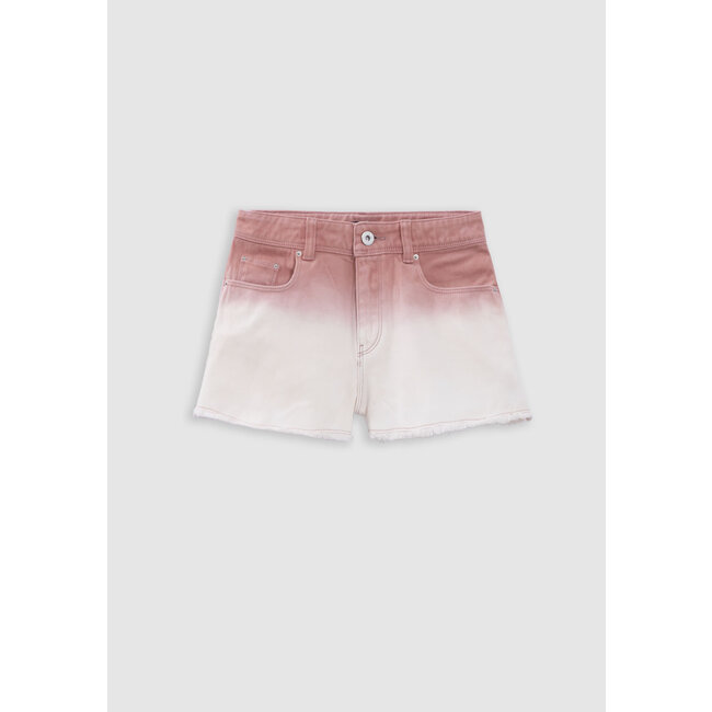 IKKS Pink fringed denim shorts deep dye effect for girl
