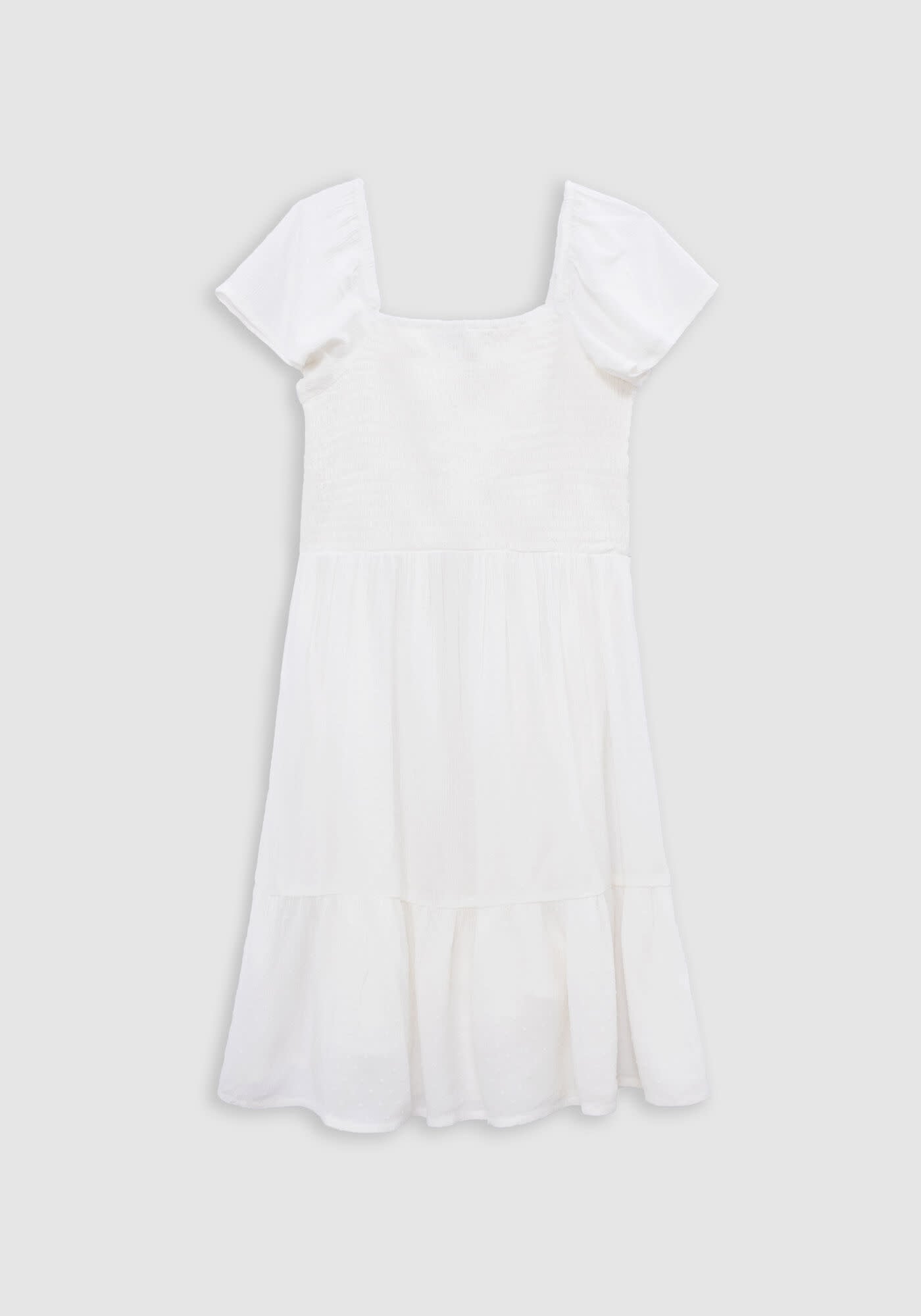 Short white jacquard dress with duster pattern for girl | IKKS Canada - Kidz Global Apparel Ltd. Short white jacquard dress with duster pattern for girl | IKKS Canada - Kidz Global Apparel Ltd.