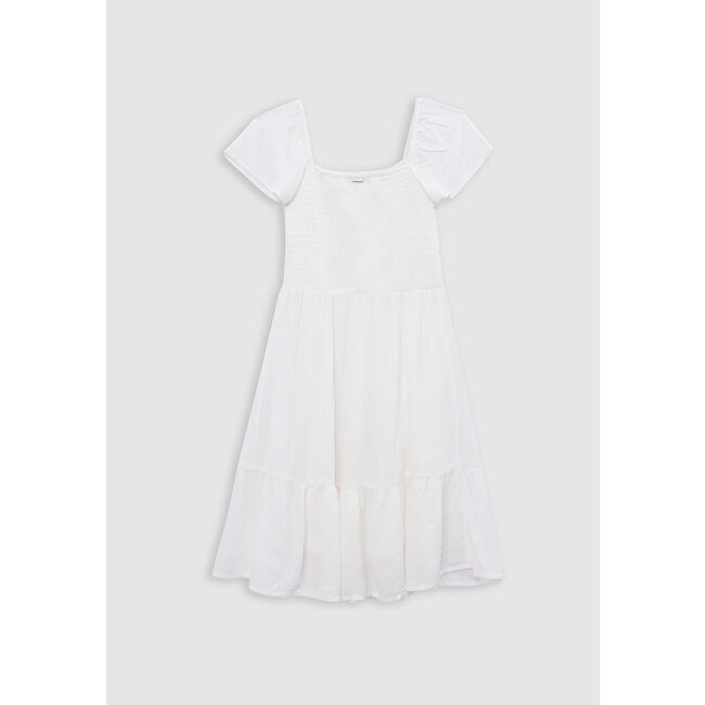 IKKS Short white jacquard dress with duster pattern for girl