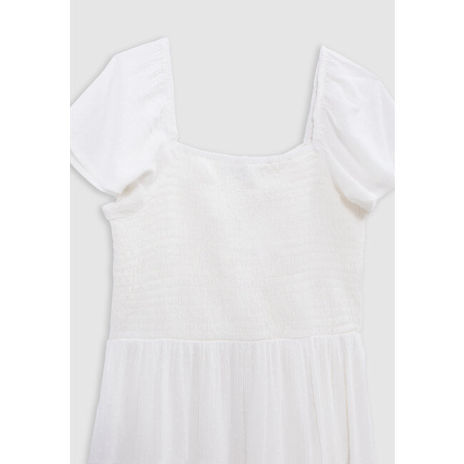 IKKS Short white jacquard dress with duster pattern for girl