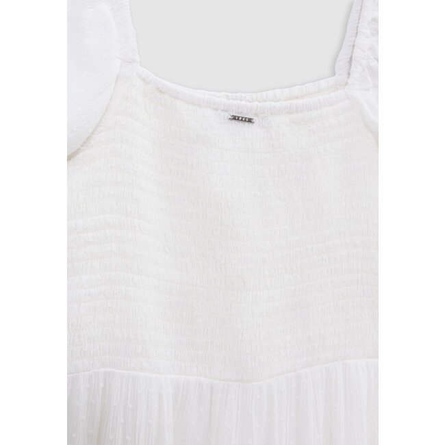 IKKS Short white jacquard dress with duster pattern for girl