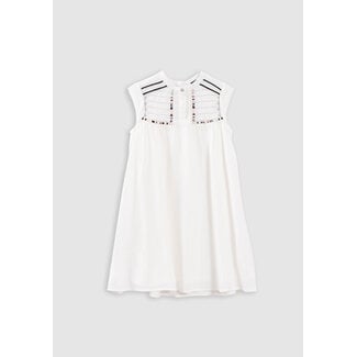 IKKS Ecru jacquard embroidered bib dress for girl