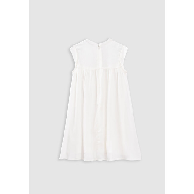 IKKS Ecru jacquard embroidered bib dress for girl