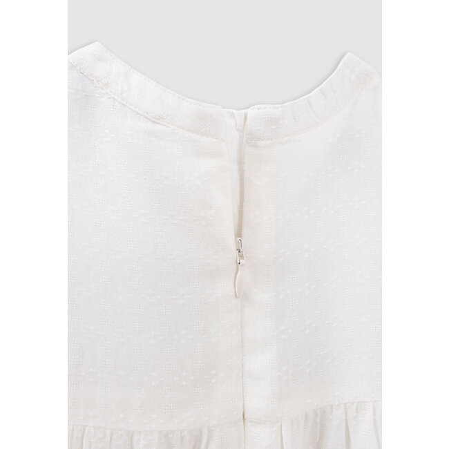 IKKS Ecru jacquard embroidered bib dress for girl