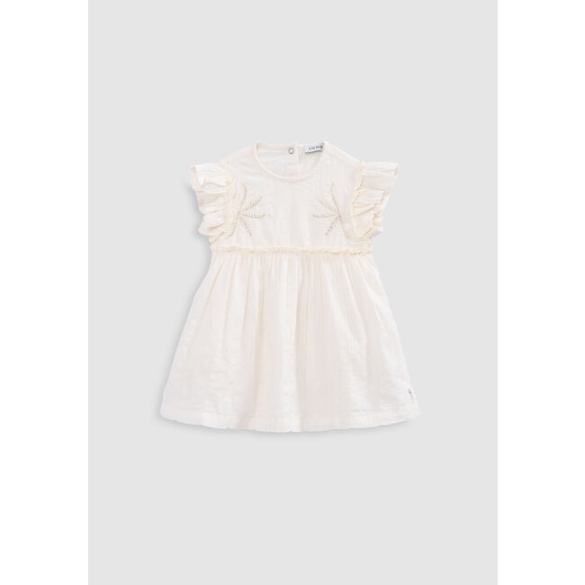 IKKS Embroidered ecru dress with baby girl bloomer