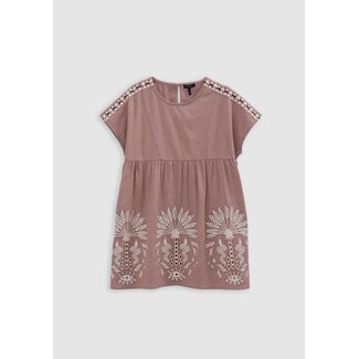 IKKS Pink dress with embroidered shoulders and front for girl