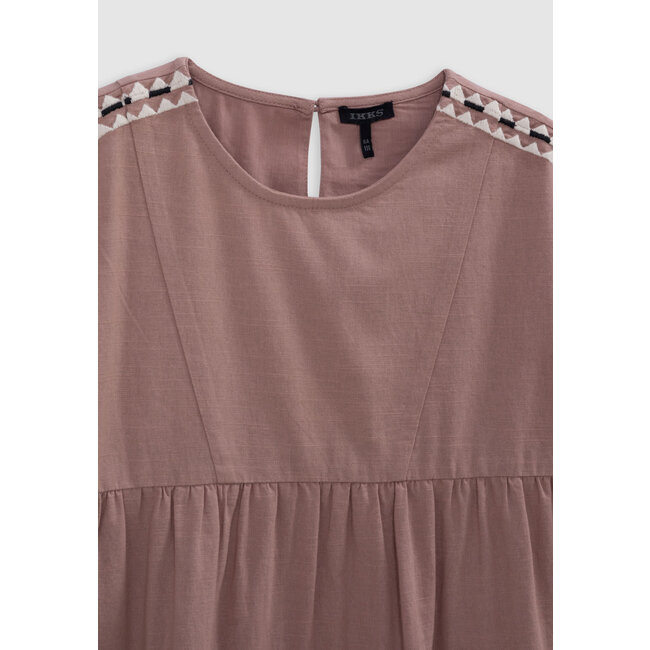 IKKS Pink dress with embroidered shoulders and front for girl