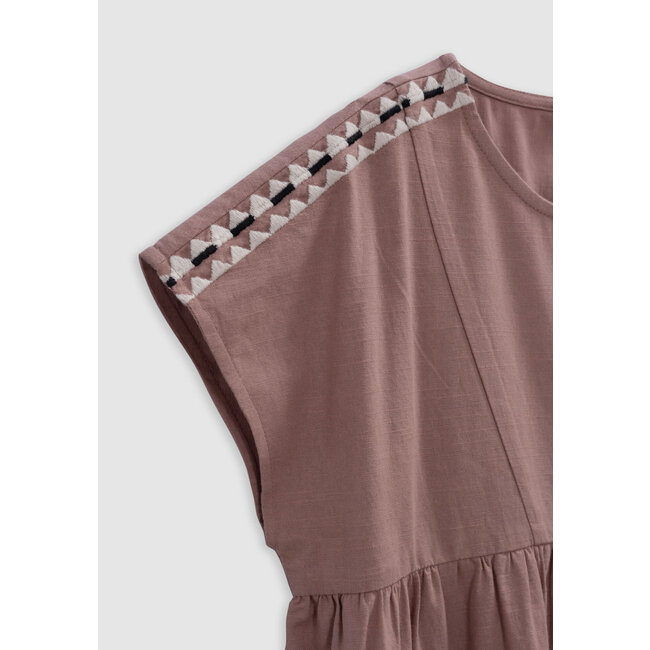 IKKS Pink dress with embroidered shoulders and front for girl