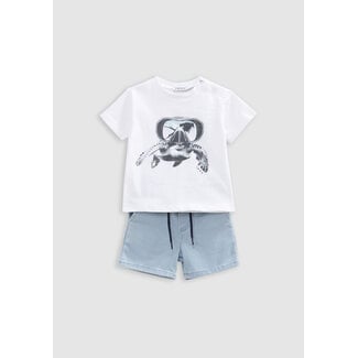 IKKS Baby boy blue Bermuda shorts and white T-shirt set