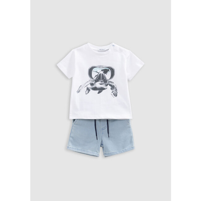 IKKS Baby boy blue Bermuda shorts and white T-shirt set