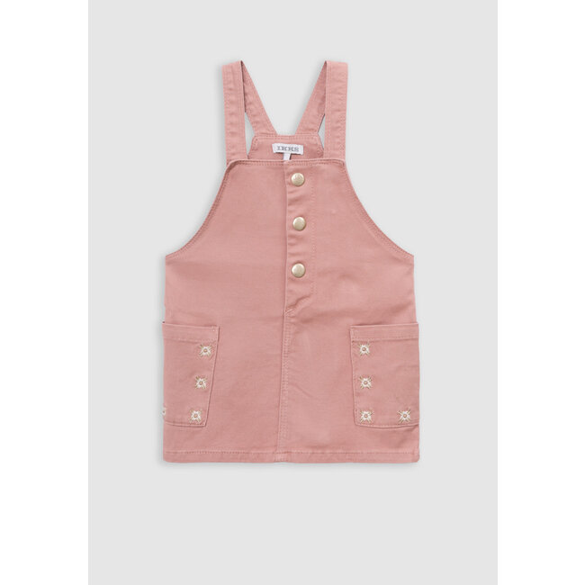 IKKS Pink dress-salopette and ecru baby girl T-shirt set