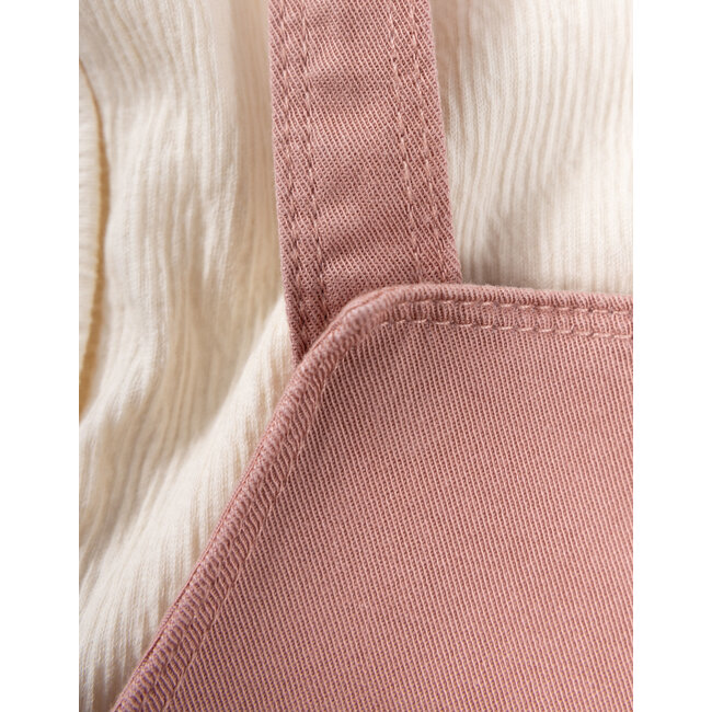 IKKS Pink dress-salopette and ecru baby girl T-shirt set