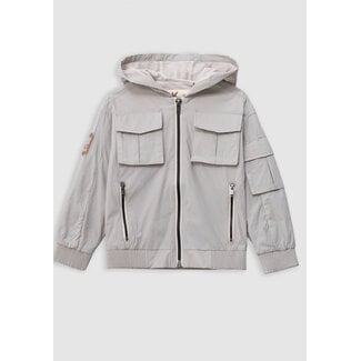 IKKS Grey nylon multi-pocket hooded jacket for boys