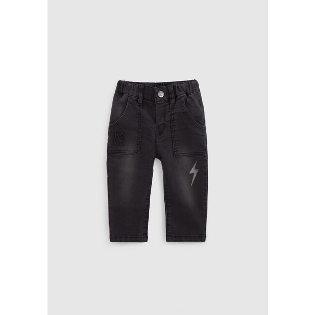 IKKS Baby boy’s grey upcycled jeans, lightning print and logo