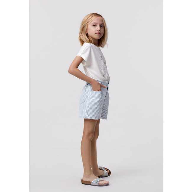 IKKS White jean shorts with blue stripes for girl