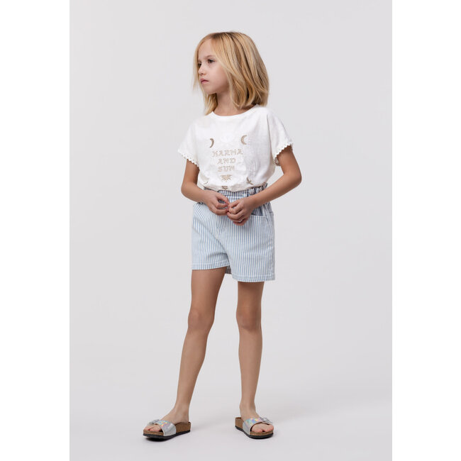 IKKS White jean shorts with blue stripes for girl