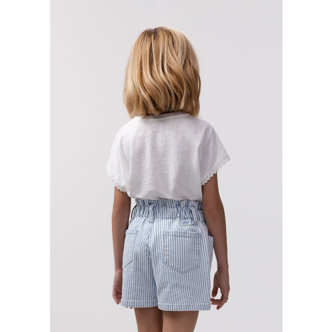 IKKS White jean shorts with blue stripes for girl