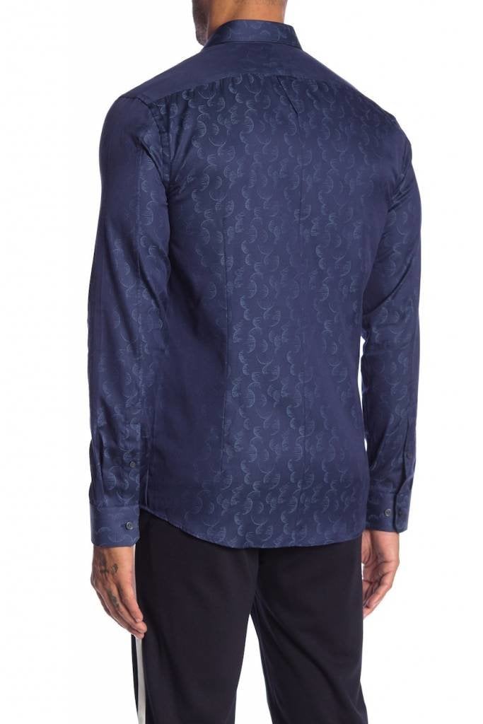 Jacquard pattern cotton L/S dress shirt: 60-20542 - LINDBERGH