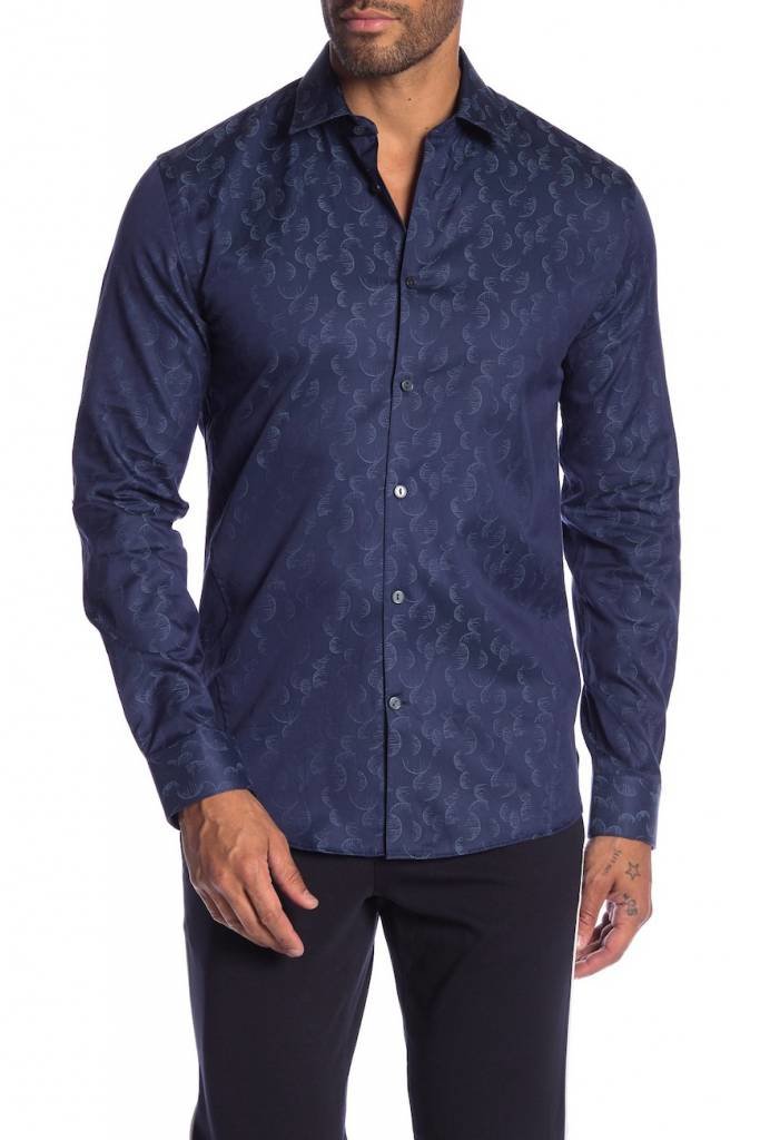 Jacquard pattern cotton L/S dress shirt: 60-20542 - LINDBERGH