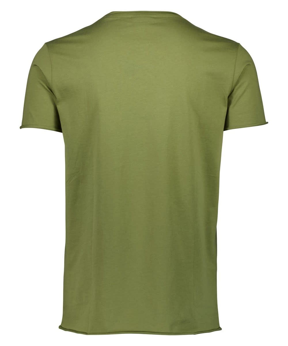 Raw edge tee S/S: 60-40002USYO;OLIVE GREEN - LINDBERGH