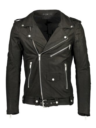 Leather Biker Jacket W. Print