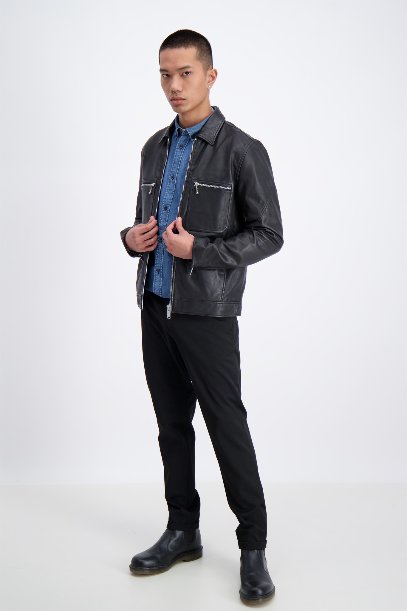 Leather Trucker Jacket Style: 60-155001US Leather Trucker Jacket Style: 60-155001US