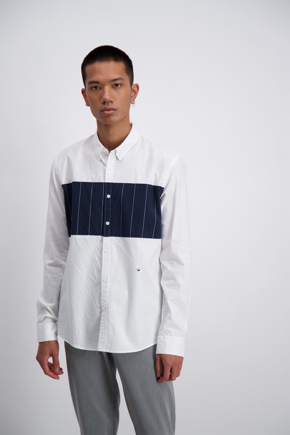 Contrast Panel Shirt L/S Style: 60-20578US