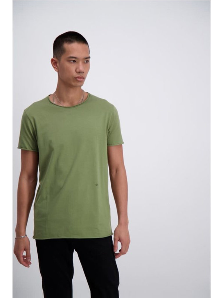 Raw edge tee S/S: 60-40002USYO;OLIVE GREEN - LINDBERGH